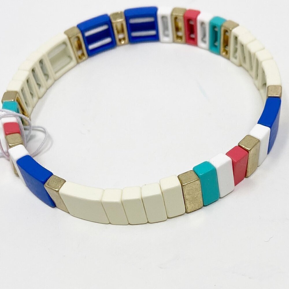 White/Multi Color Stretch Bracelet - Picture 3 of 4